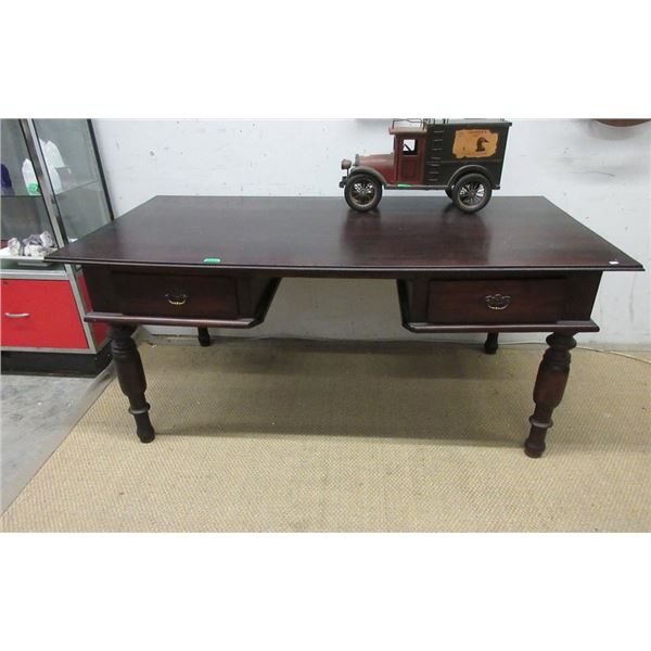 Large 1930s Mahogany Desk with 2 Drawers