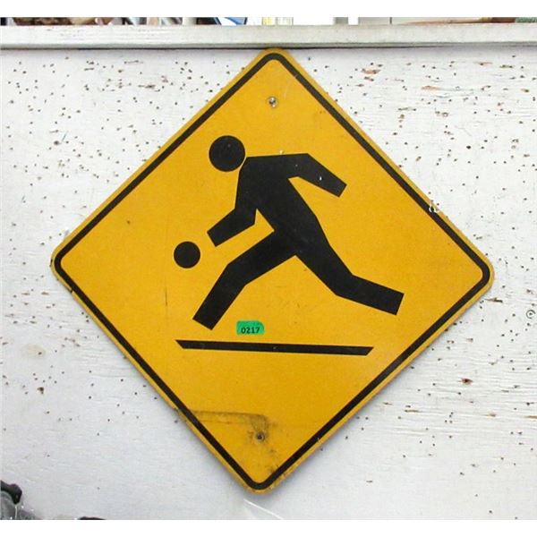 Metal "Children Playing" Road Sign - 32" x 32"
