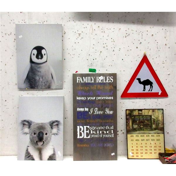 4 Metal & 1 Wood Novelty Signs