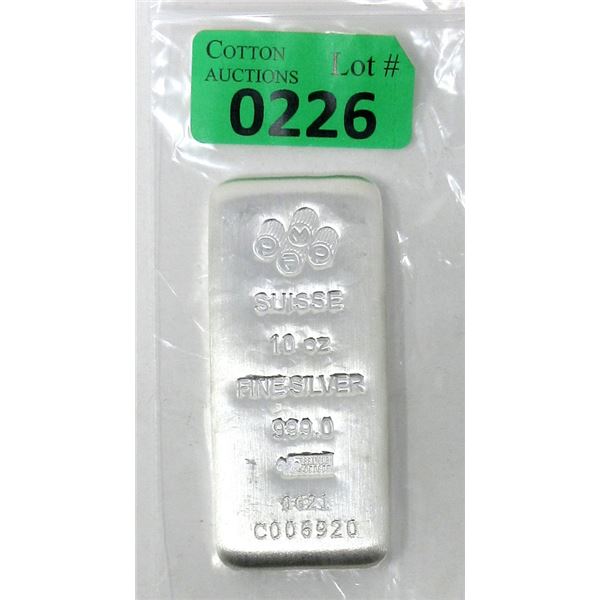 10 Oz. PAMP Suisse .999 Silver Bar