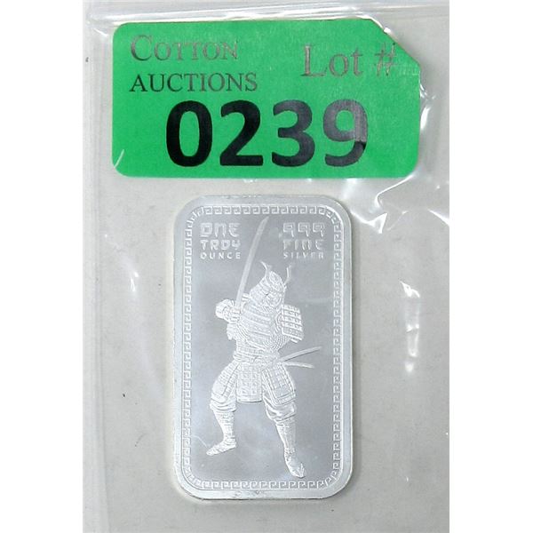 1 Oz. Samurai Warrior .999 Silver Bar