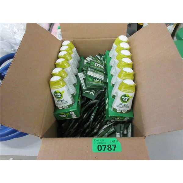 Box of Stevia Packets & 12 x 48 ml Liquid Stevia