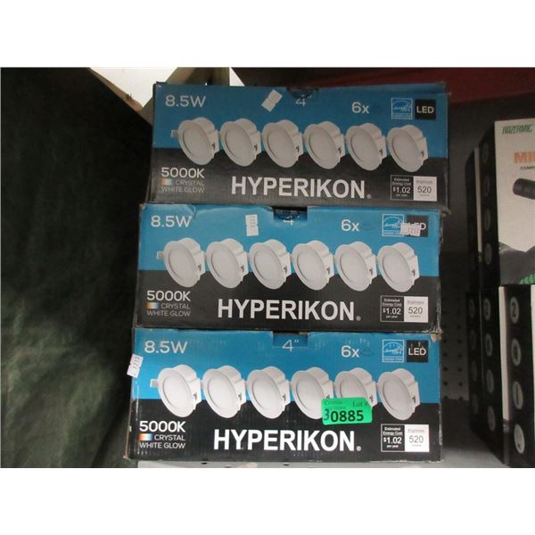 3 New 6 Packs of Hyperikon 8.5 W Puck Lights