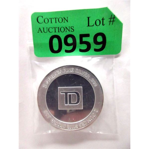 2 Oz. .9999 Silver TD Bank Round