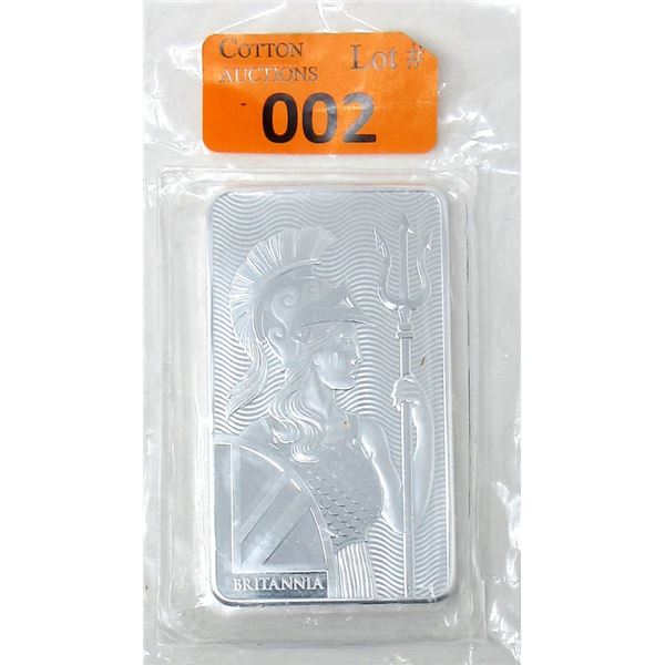 10 Oz. .999 Fine Silver Britannia Bar