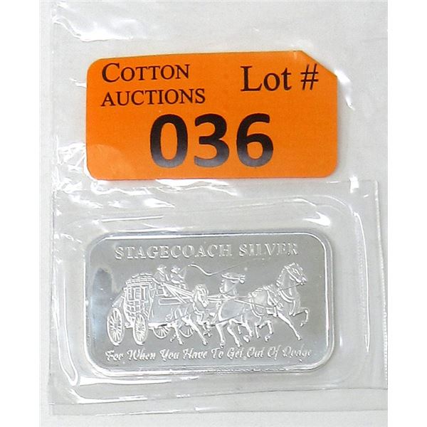 1 Oz. .999 Fine Silver Divisible Stagecoach Bar