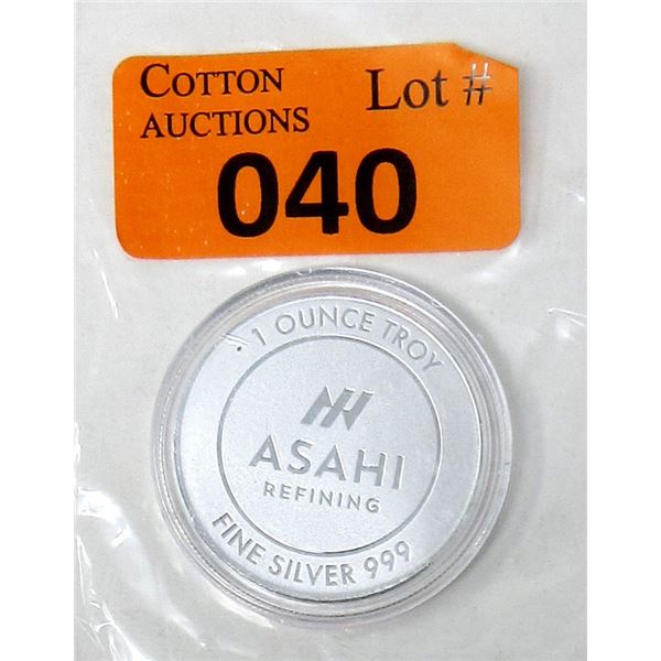 1 Oz. .999 Fine Silver Asahi Refining Round