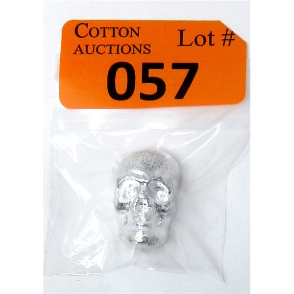 1 Oz. .999 Fine Indium 2021 3D Skull Bar