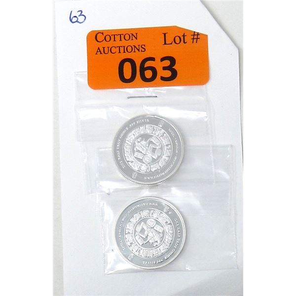 2 x  1/2 Oz. .999 Silver 2012 Majestic Mint Rounds