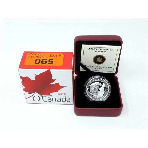 1/2 Oz. Fine Silver 2013 Canada "The Beaver" $10 Coin