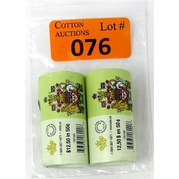 Two Special Wrap Rolls of Canadian 50¢ Coins