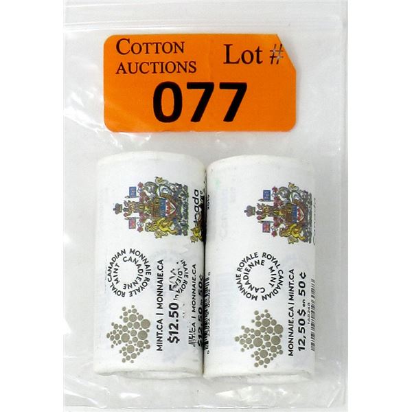 Two Special Wrap Rolls of Canadian 50¢ Coins