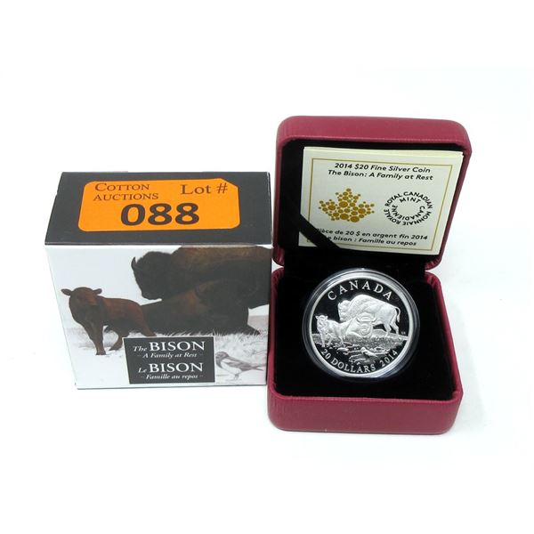 2014 .9999 Fine Silver Canadian $20 Bison Coin