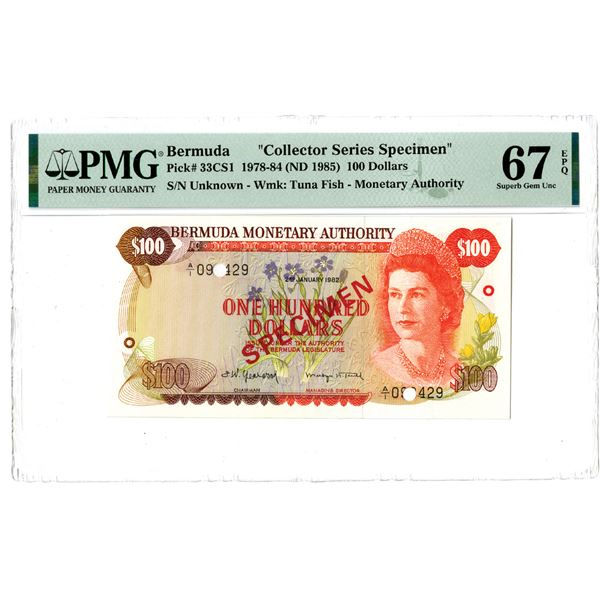 Bermuda Monetary Authority. 1982 Collector Series Specimen Banknote.