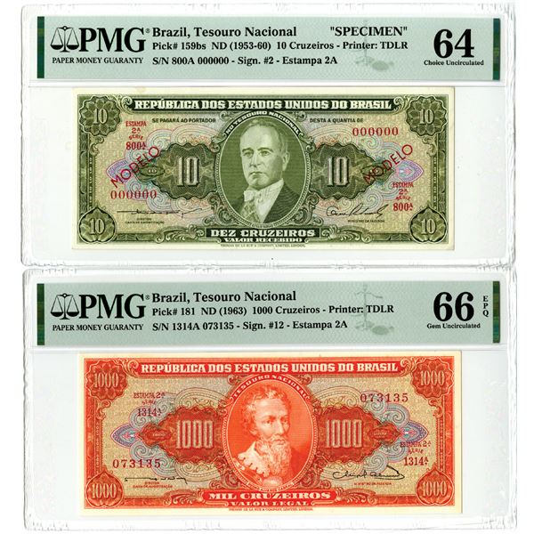 Tesouro Nacional, Specimen & Issued Banknote Pair, ca. 1953 to 181
