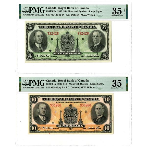 Royal Bank of Canada. 1935 Issue Banknote Pair.