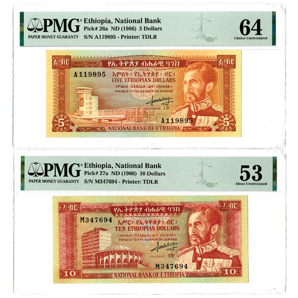 National Bank of Ethiopia. ND (1966) Issue Banknote Pair.