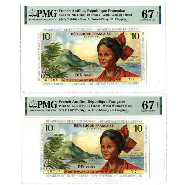 Republique Francaise. ND (1964). High Grade Sequential Banknote Pair.