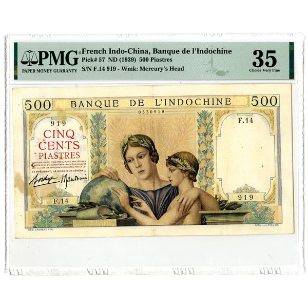 Banque de l'Indochine. ND (1939). Issue Banknote.