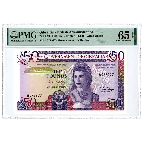 Government of Gibraltar/British Administration. 1986 Issue Banknote.