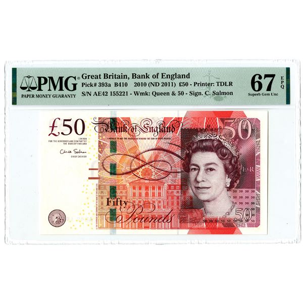 Bank of England. 2010 (ND 2011) Issue Banknote.