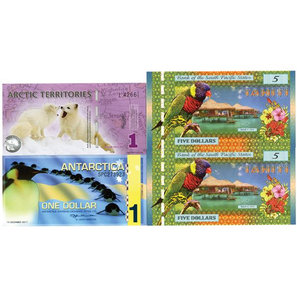 Solomon Islands, Fiji, Samoa, Tonga, Antarctica. Group of 25 Various Banknotes, ca.1990s.