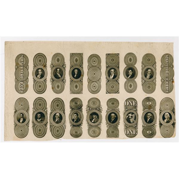 Fairman, Draper, Underwood & Company Proof Sheet of Obsolete Banknote Counterfoils ca. 1820-30's.