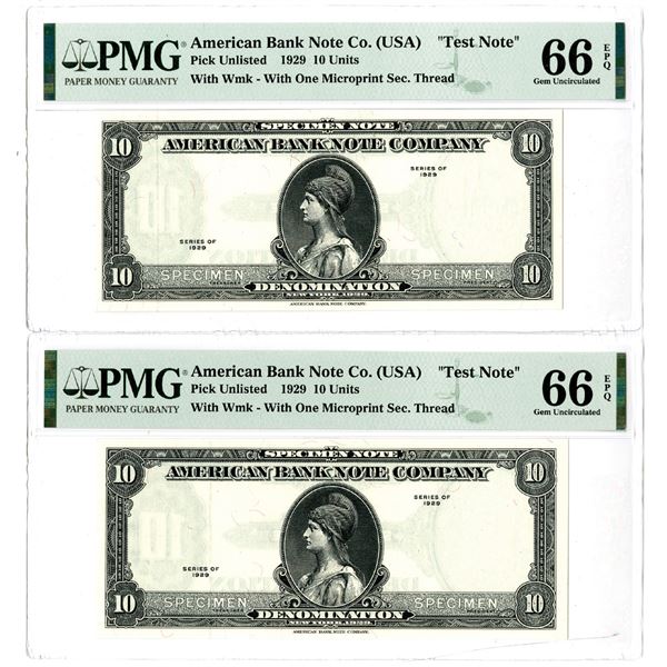 American Bank Note Co., 1929 (ca.1970-80's) Specimen Test Note with Estonia Security Strip & Waterma