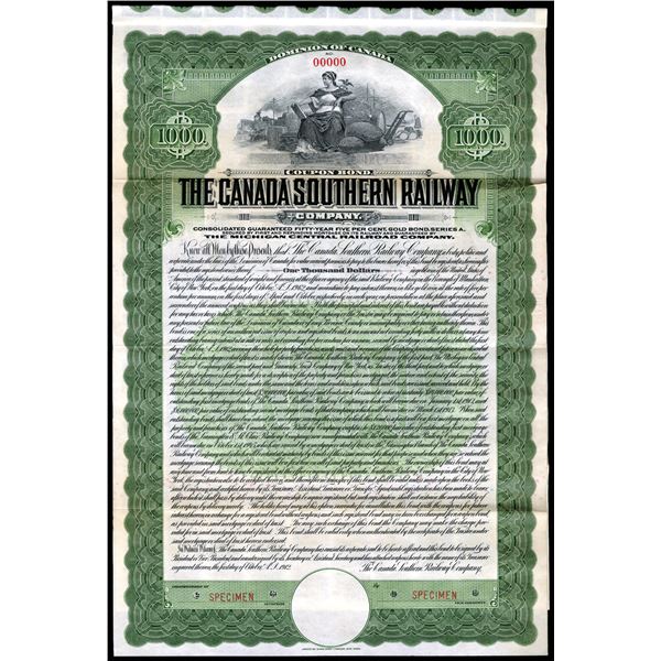 Canada Southern Railway Co., 1912, Gold Bond Specimen.