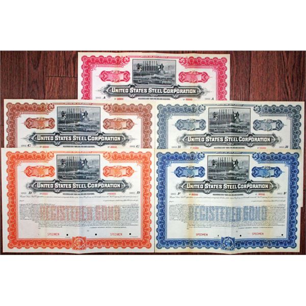 United States Steel Corp. 1901 Lot of 5 Specimen Bonds.