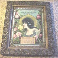 Carved floral framed ephemera calendar  #2300733