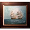 Image 1 : ORIG OIL PAINTING FIGHTING GALLEIONS ON THE #2313528