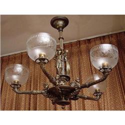 Arts & Crafts Figural Bronze Light Fixture #2313690