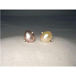 18K Rose Gold Potato Pearl Diamond Earrings #2321410