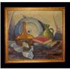 Image 1 : Oil Painting Still Life Books Plate Table Kay #2321656