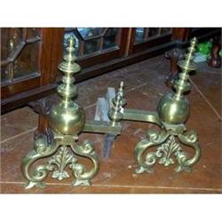 19th- early 20th Century English Brass Andirons#2329863