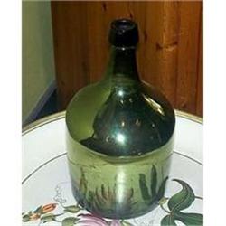 Big Antique Green Mercury Glass Bottle  #2329864