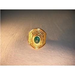 Estate 14K YG Yellow Gold Cabochon Jade Ring #2330057