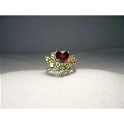 14K Peridot Citrine Garnet Diamond Heart Ring #2330061