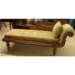 FRENCH VICTORIAN STYLE LEATHER SETTEE CHAISE #2330264