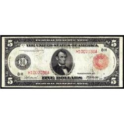 Fr 839b 1914 $5 Federal Reserve Note Red Seal. F.