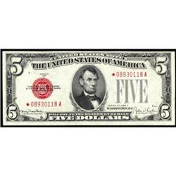 Fr 1531* 1928F $5 Legal Tender Star. AU