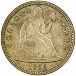 1858 Seated Liberty Dime MS64 (PCGS)
