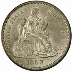 1863-S Seated Liberty Dime MS62 (PCGS)