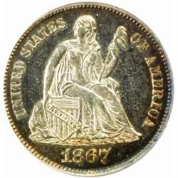 1867 Seated Liberty Dime PR64 Cameo (PCGS)