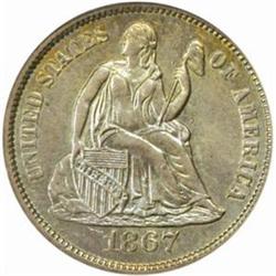 1867-S Seated Liberty Dime AU58 (PCGS)