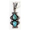 Image 1 : Navajo Pendant with 2 Kingman Turquoise Cabachons