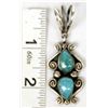 Image 5 : Navajo Pendant with 2 Kingman Turquoise Cabachons