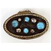 Image 1 : Navajo Brass & Turquoise Lidded Pill Box