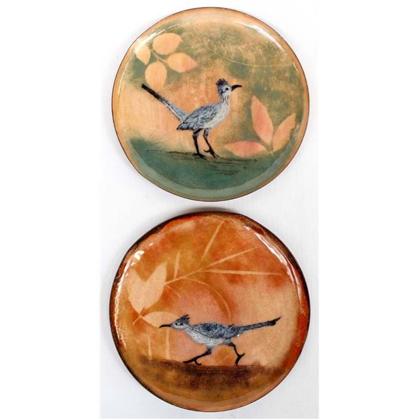 Pair of Roadrunner Metal Art Plates by L. M.